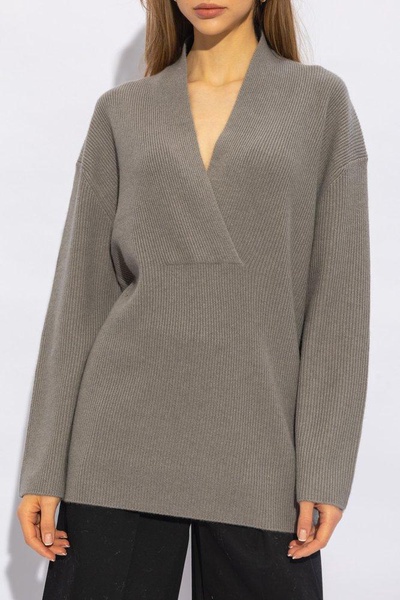 Totême Overlapped V Neck Knit Sweater