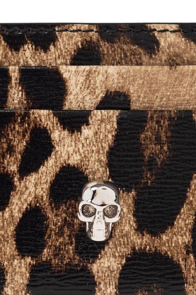 Alexander McQueen Leopard Printed Skull Plaque Card Case