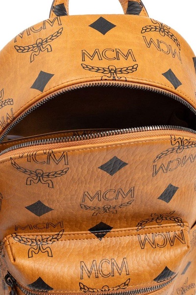 MCM All-Over Logo Printed Zipped Backpack