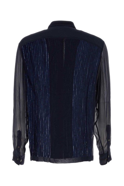 Dries Van Noten Man Blue Crepe Clasens Shirt