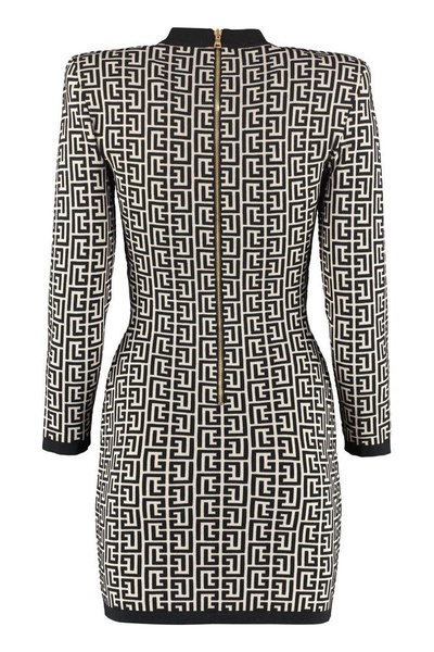 Balmain Monogram Pattern Knit Mini Dress