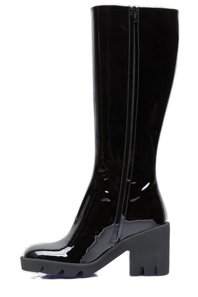 Stride patent leather knee-high boots