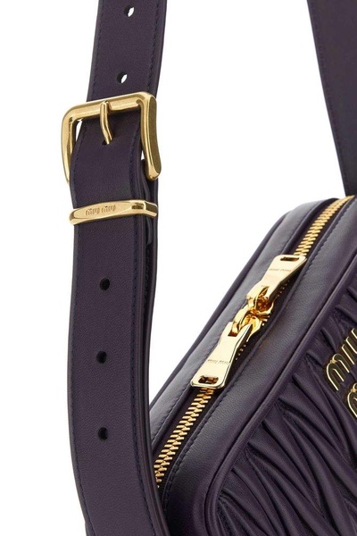 Miu Miu Logo-Lettering Zip-Up Shoulder Bag