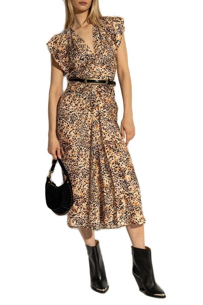 Isabel Marant Lyndsay Graphic-Printed V-Neck Midi Dress