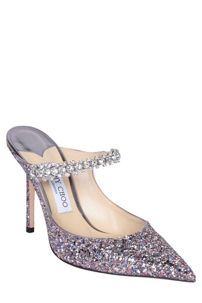 Jimmy Choo Bing 100 Glittered Embellished Mules