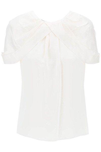 Stella McCartney Draped Shoulder Asymmetric Satin Top