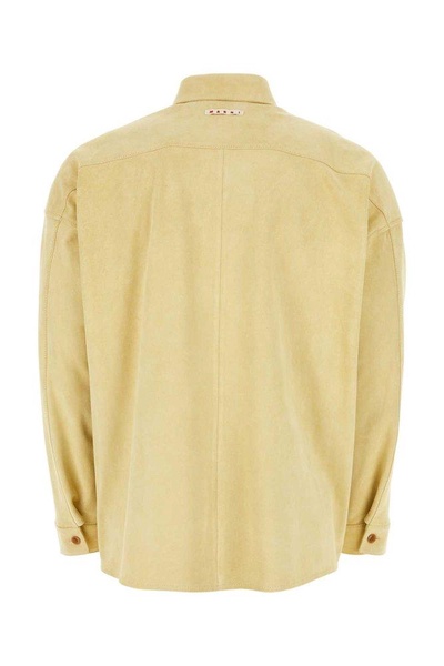 Marni Man Pastel Yellow Suede Shirt