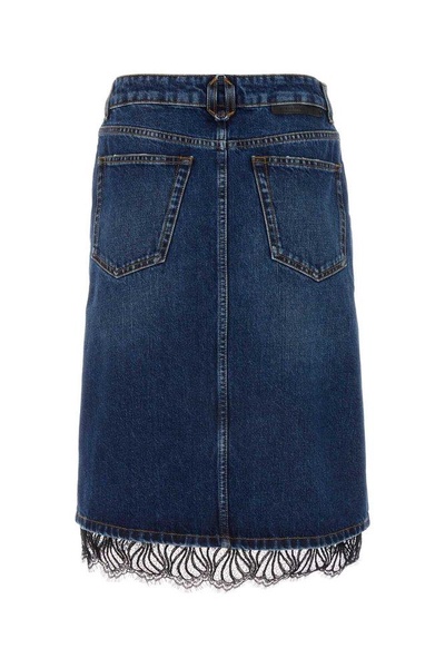 Stella McCartney Lace Detailed Denim Skirt