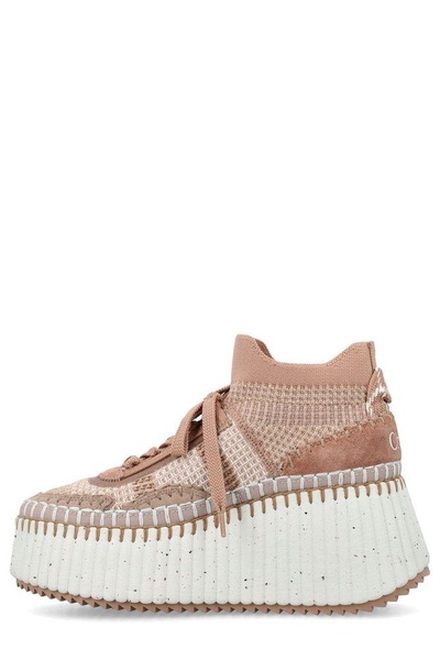 CHLOÉ Eco-Chic High-Top Wedge Sneakers