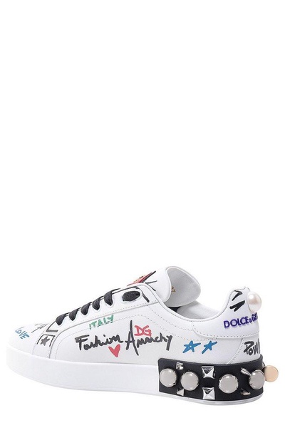 Dolce & Gabbana Portofino Studded Lace-Up Sneakers