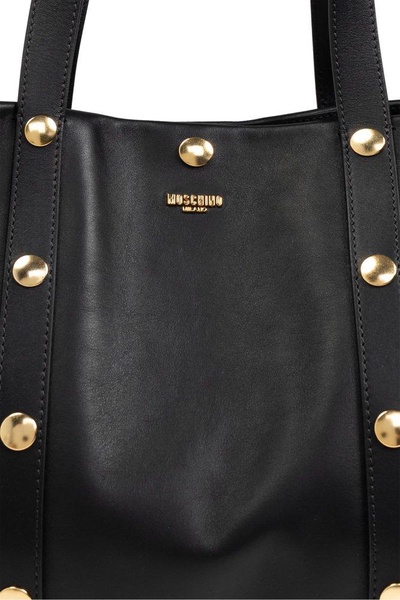 Moschino Studded Logo Plaque Tote Bag