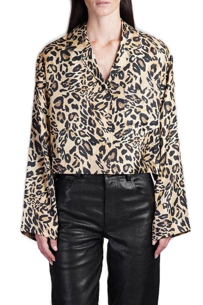 Nanushka Vally Leopard Printed Cropped Shirt