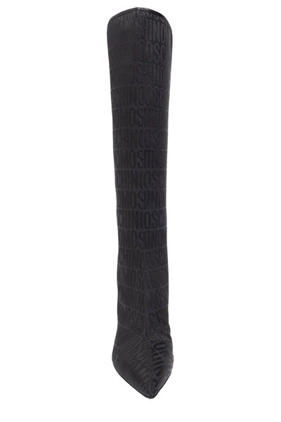 Moschino Allover Logo Printed High-Knee Boots