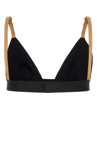 Prada Enamel Triangle-Logo Plunging V-Neck Bra