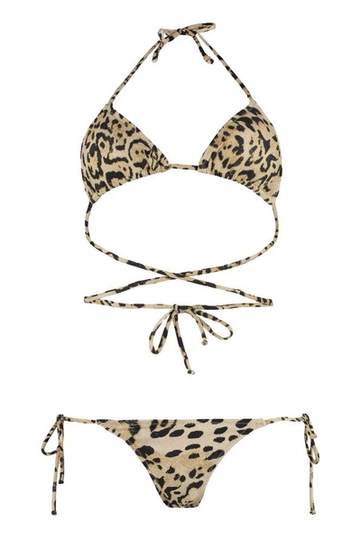 Reina Olga Leopard Print Triangle Bikini Set