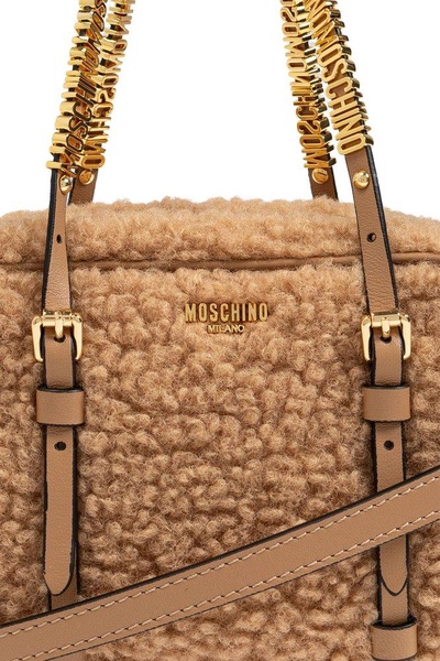 Moschino Logo Lettering Fur Tote Bag