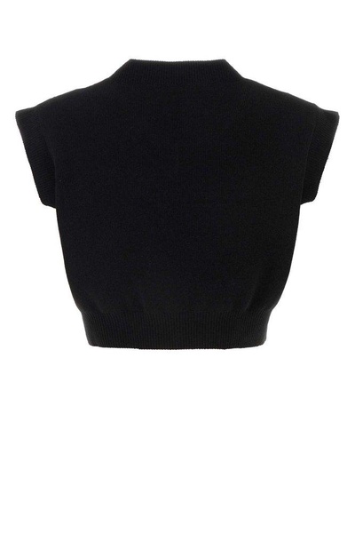 Alexander Wang Logo-Embossed Cropped Knitted Top