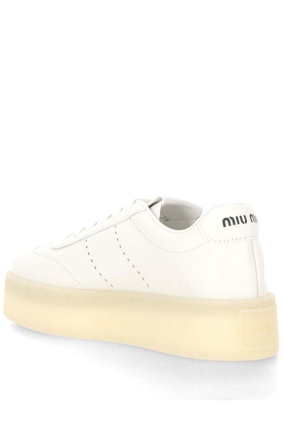 Miu Miu Logo-Patch Lace-Up Sneakers