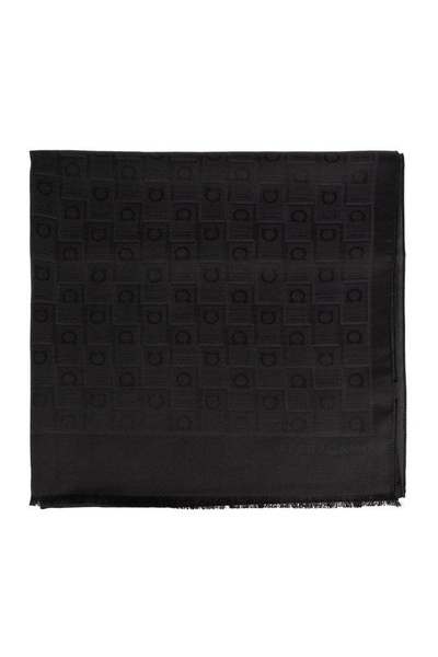 Ferragamo Monogram Jacquard Frayed-Edge Scarf