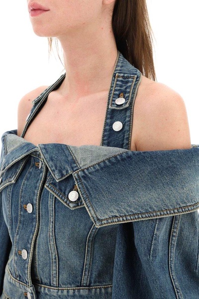 Alexander McQueen Halterneck Cropped Denim Jacket