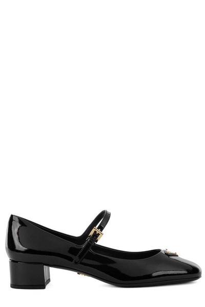 Prada Triangle-Logo Mary Jane Pumps