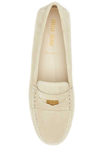 Miu Miu Logo-Plaque Slip-On Penny Loafers