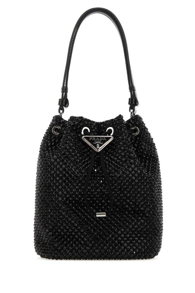 Prada Embellished Ruched Drawstring Bucket Bag