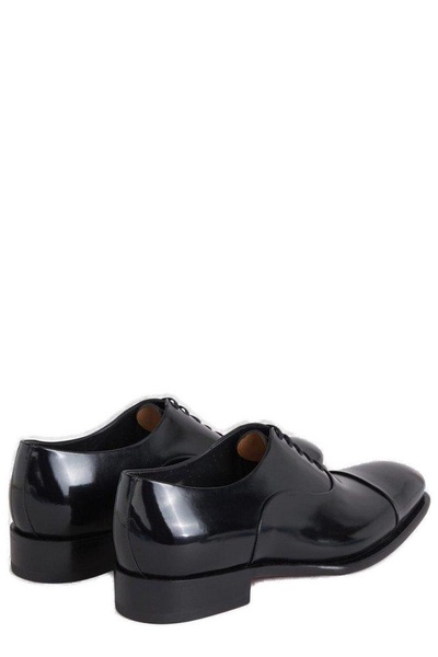 Santoni Round Toe Slip-On Oxford Shoes