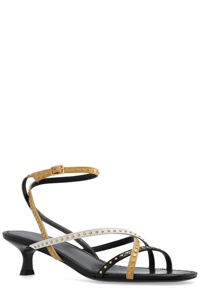 Tory Burch Capri Ankle-Strap Studded Heeled Sandals