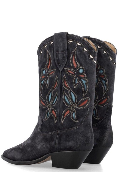 ISABEL MARANT Sleek Western Style Faded Black Leather Boots for Women