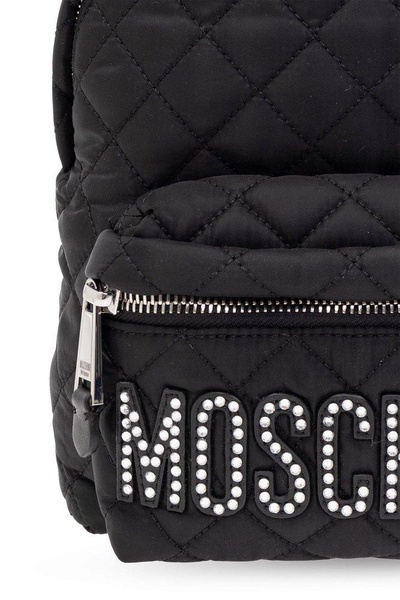 Moschino Logo-Embellished Zip-Up Quilted Backpack