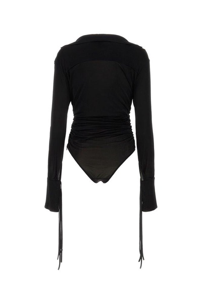 Andrea Adamo Semi-Sheer Gathered Detailed Bodysuit