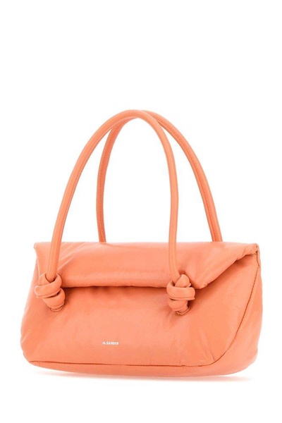 Peach pink leather small Knot Handle handbag