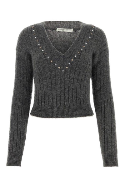 Alessandra Rich Embellished V-Neck Jumper