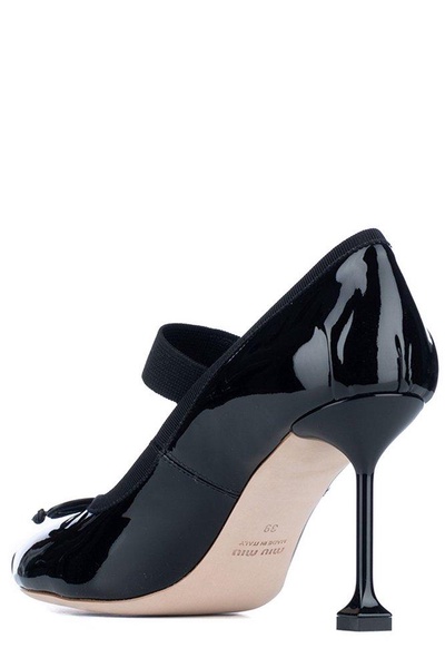 Miu Miu Round-Toe Bow-Detailed Pumps