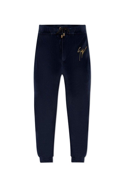 Giuseppe Zanotti Logo Embroidered Velvet Pants