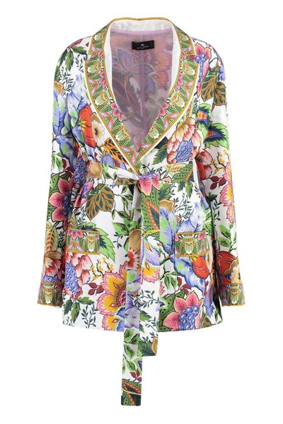 Etro Floral-Printed Belted Waist Jacket