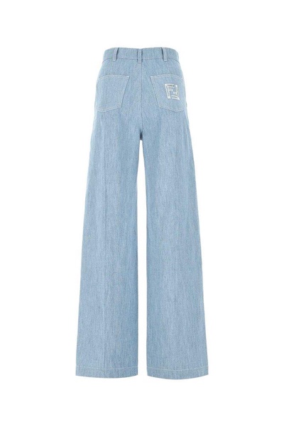 Fendi FF Logo Embroidered Wide-Leg Trousers