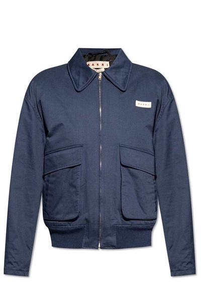 Marni Logo Patch Zipped Bomber Jacket