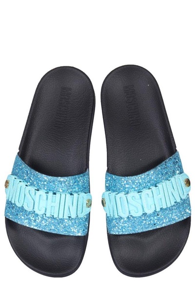 Moschino Embellished Logo Lettering Slides