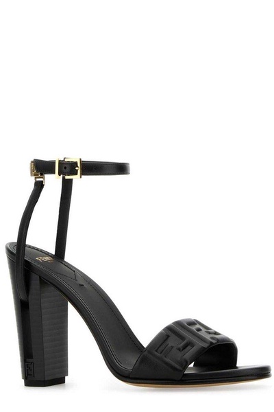 Fendi Dolphin Logo Embossed Ankle Strap Sandals