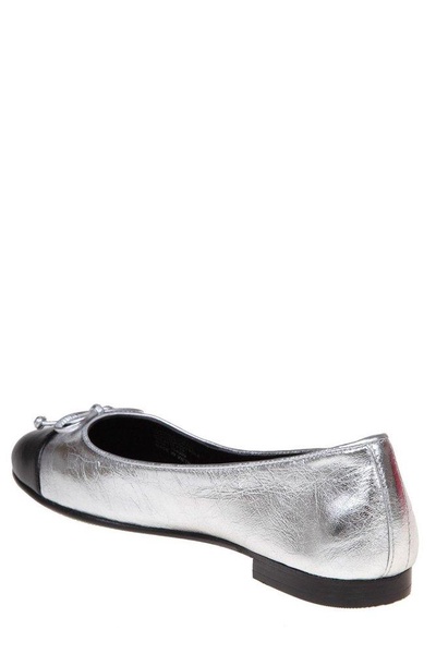 Tory Burch Two-Toned Metallic-Effect Ballerinas