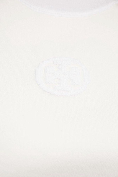 Tory Burch Logo-Embossed Mock-Neck Short Sleeved T-Shirt