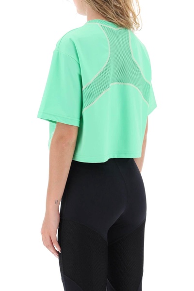 lycra cropped t-shirt with logo