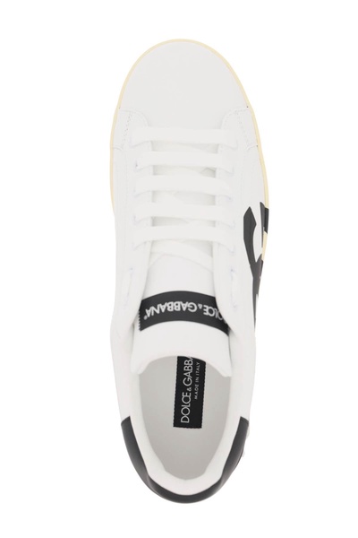 Dolce & Gabbana Leather Portofino Sneakers With Dg Logo