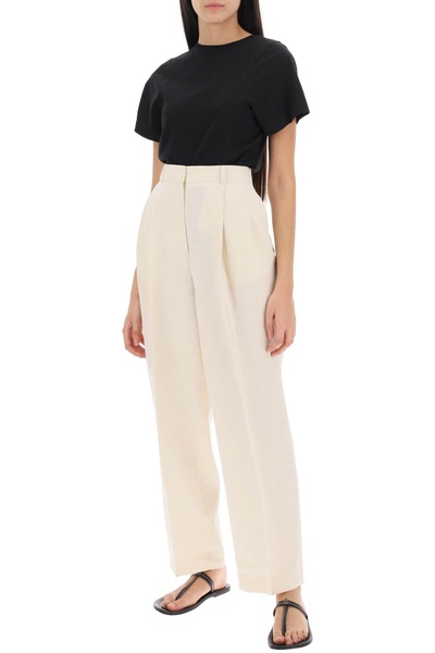 double-pleated viscose trousers