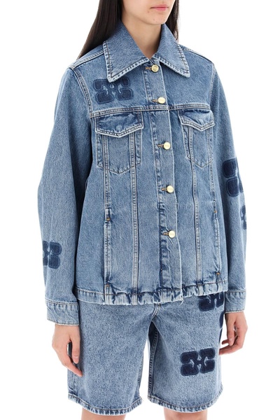 Ganni Denim Jacket With Patch Detail