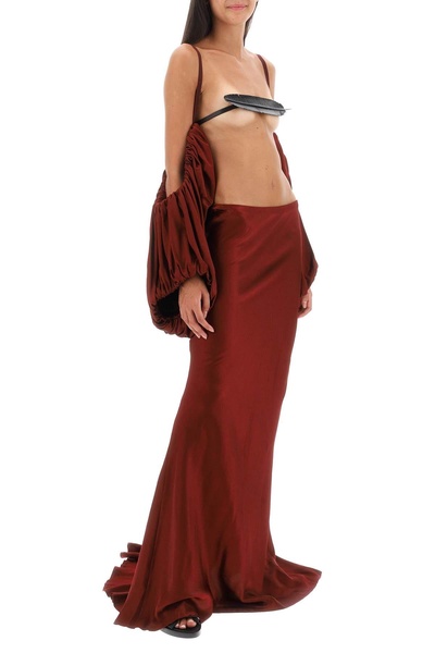 'madeleen' satin maxi skirt with train