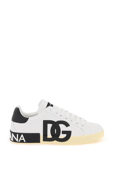 Dolce & Gabbana Leather Portofino Sneakers With Dg Logo