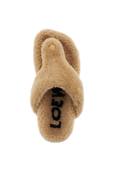 Shearling thong sandals